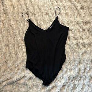 Black Tank Top Bodysuit V Neck & Back Large